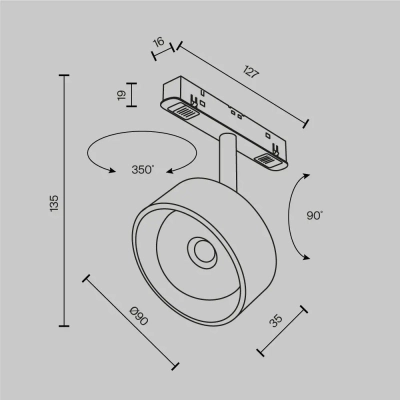 Трековый светильник Линза / Lens Exility 4000K 15Вт 70°, TR217-2-15W4K-B. TM Maytoni
