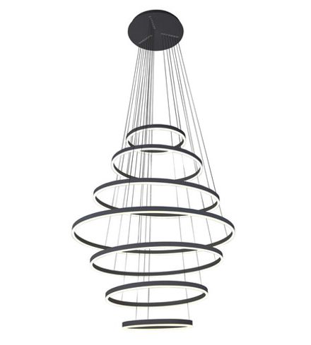 08537,19(4000K) Люстра Тор черный h300 d40+60+80+100+80+60+40 Led 284W (4000K) с пультом ДУ