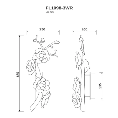 Бра Sauvage Right FL1098-3WR, LED