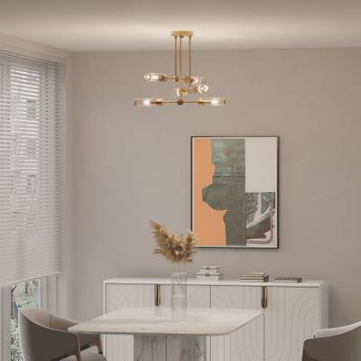 Умный потолочный светильник со стеклянными плафонами 60166/6 латунь