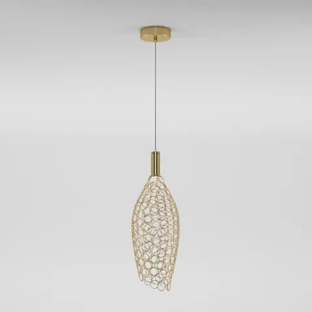 Подвесной светодиодный светильник с металлическим плафоном 90380/1 золото, LED