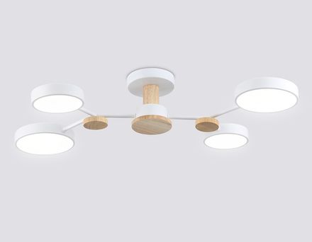 Светильник светодиодный подвесной FL4858/4 WH/WD белый/дерево 60W 3000-6000K 700*400*120  (без ПДУ)