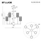 SL1240.303.06 Люстра подвесная ST-Luce Латунь/Дымчатый E27 6*60W