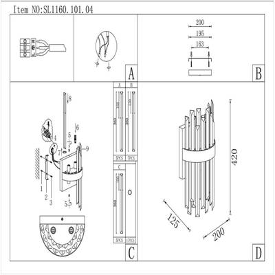 SL1160.101.04 Светильник настенный ST-Luce Хром/Хром, Прозрачный G9 4*3W