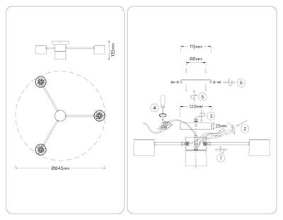 Светильник потолочный FL51720/4 WH/GD белый/золото GX53/4 max 12W 645*135