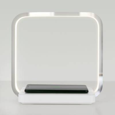 Настольный светодиодный светильник с беспроводной зарядкой и регулировкой яркости 80502/1 хром