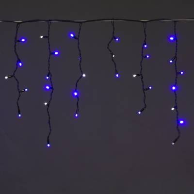 A-057A BL/W FLASH гирлянда светодиодная 5х0,6м 180LED в виде "бахрома" , провод черный,морозостойк.