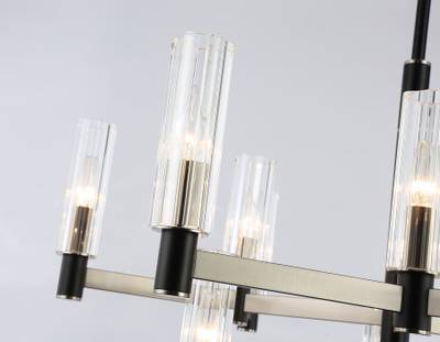 Светильник на штанге LH55505/12 SN/BK/CL сатин никель/черный/прозрачный E14*12 max 40W D860*905