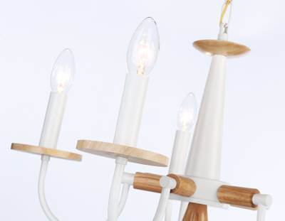 Светильник подвесной TR9592/5 WH/LW белый/светлое дерево E14/5 max 40W D555*660