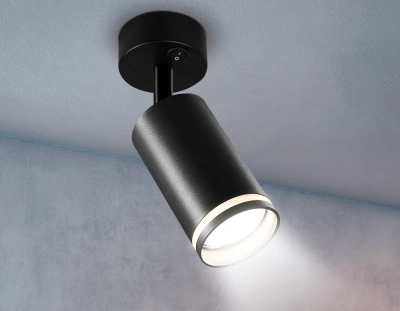 Накладной спот с выключателем TA121 BK черный GU10 max 12W D70*164*D55