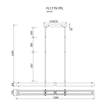 Люстра подвесная Rudeza Chrome FL1179-7PL, LED