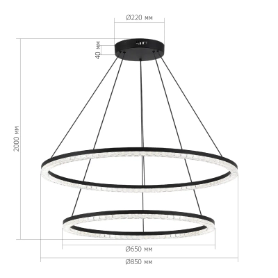 SL1018.403.02 Светильник подвесной ST-Luce черный/прозрачный LED 2*96W 4000K