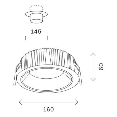 ST755.438.18 Св-к встр. Черный LED 1*18W 3000K 1 620Lm Ra80 120° IP20 D160xH60 100-240V