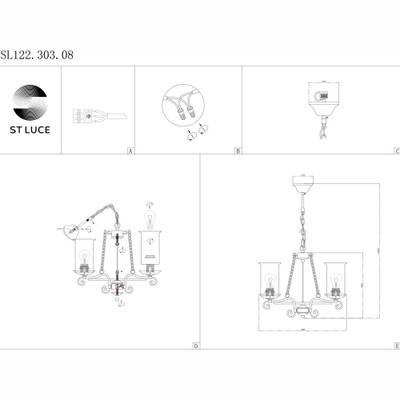 SL122.303.03 Люстра подвесная Коричневый/Янтарный E14 3*60W