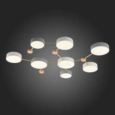 SLE600102-08 Светильник потолочный Золотистый, Светлое дерево/Белый, Серый LED 8*16,5W 4000K