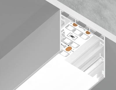Алюминиевый профиль накладной/подвесной "Profile System" GP2550WH белый/матовый рассеиватель 2000*35*35, 2 заглушки, 4 крепления в комплекте (для ленты до 26мм)