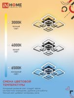 Светильник светодиодный ELEGANT ARIS-120В 120Вт 3000-4000-6500К 8400лм 230В 590х590х130мм с пультом ДУ IN HOME 4690612035437