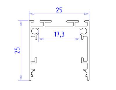 Алюминиевый профиль накладной/подвесной "Profile System" GP2500BK черный/матовый рассеиватель 2000*25*25, 2 заглушки, 4 крепления в комплекте (для ленты до 23мм)