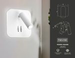 Настенный светодиодный светильник с выключателем FW254 SWH белый песок LED 4200K+3000K 7W+1W 140*140*110