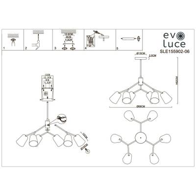 SLE155942-06 Люстра потолочная Черный/Белый E14 6*40W