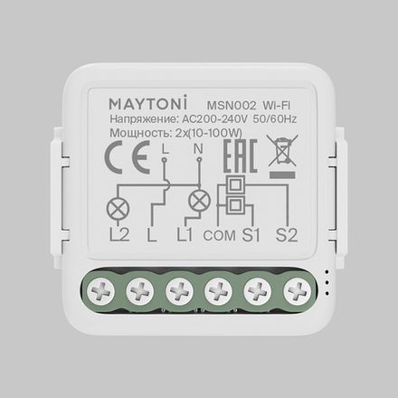 Wi-Fi выключатель двухканальный (без нуля) MSN002, MSN002. TM Maytoni