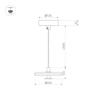 Светильник SP-KOTARO-R350-12W Warm2700 (BG-BG, 36 deg, 230V, TRIAC) (Arlight, IP20)