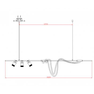 08039-180A,19 Подвес диммируемый Кайли черный L182 h120 Led 2*60W+GU10 3*3W(4000K) с пультом ДУ