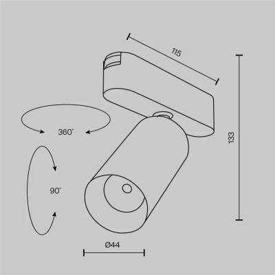 Трековый светильник Фокус / Focus Led Radity 3000K 12Вт 36°, TR103-1-12W3K-M-W. TM Maytoni