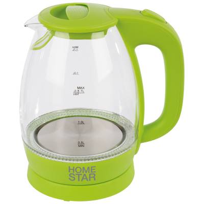 Чайник Homestar HS-1012 (1,7 л) стекло, пластик зеленый