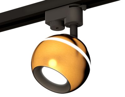 Комплект трекового однофазного светильника с подсветкой XT1105001 PYG/SBK золото желтое полированное/черный песок MR16 GU5.3 LED 3W 4200K (A2521, C1105, N7021)
