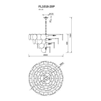 Подвесная люстра Di Marmo FL1018-20P, G9х20