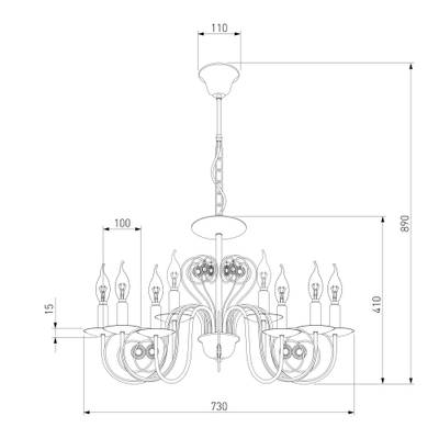 Люстра с хрустальным декором 60018/8 белый с золотом, E14х8