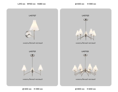 Светильник настенный LH57127 SN/FR никель/белый матовый E14 max 40W 210*150*280