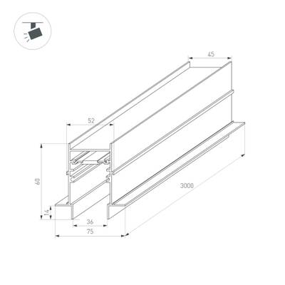 Трек встраиваемый MAG-TRACK-4560-FDW-3000 (BK) (Arlight, IP20 Металл, 5 лет)