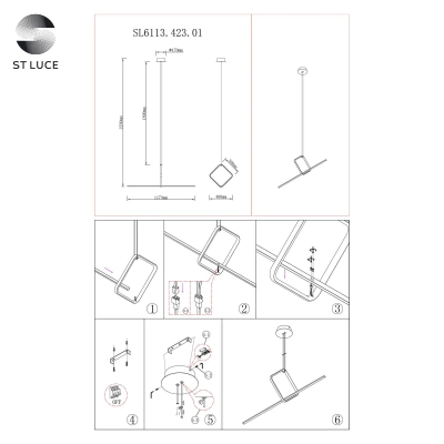 SL6113.423.01 Светильник подвесной ST-Luce Черный LED 1*35W 4000K