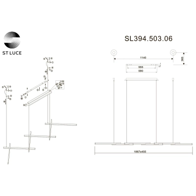 SL394.503.06 Светильник подвесной ST-Luce Белый/Белый LED 6*14W 4000K