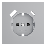 VLS001016 Накладка для розетки с заземлением и защитными шторками, с USB A+C, S70 (серый). (ТМ Maytoni)