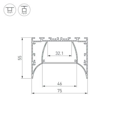 Профиль ARH-POWER-7555-COMFORT-2000 ANOD (Arlight, Алюминий)