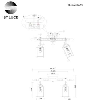 SL150.302.06 Люстра потолочная ST-Luce Белый, Коричневый/Прозрачный с эфектом трещин E27 6*40W