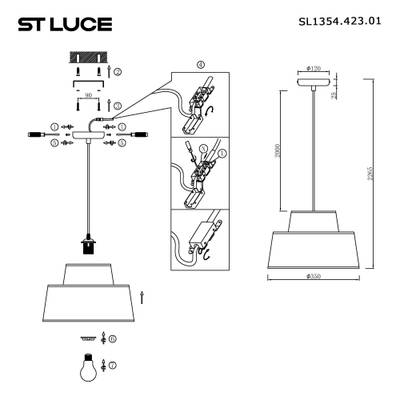 SL1354.423.01 Светильник подвесной ST-Luce Черный/Кирпичный,Бежевый, Черный E27 1*40W