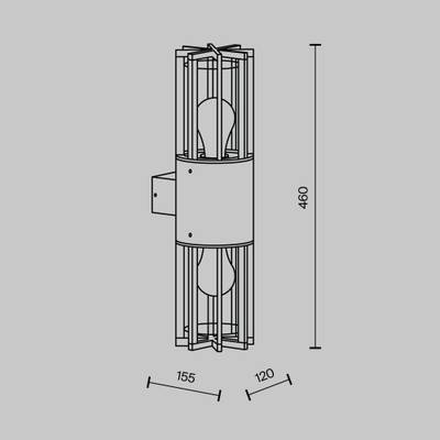 Настенный светильник (бра) Barrel E27x2, IP54, O453WL-02GF. TM Maytoni