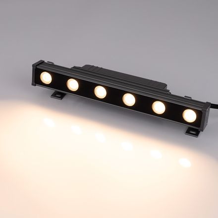 Линейный прожектор AR-LINE-300-6W Warm2700 (GR, 15 deg, 230V) (Arlight, IP65 Металл, 3 года)