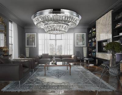 Потолочная светодиодная люстра с хрусталем TR5029 CH/CL хром/прозрачный 3000K/4200K/6400K 81W D600*207 (Без ПДУ)