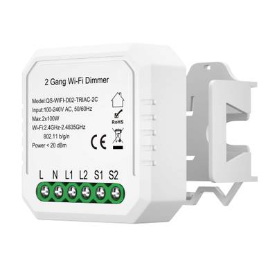 ST9000.500.02CDIM WIFI диммируемое реле 2 канала Белый - -*Max 2x100W - Ra  IP20 L46xW46xH18 230V