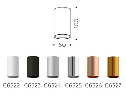Корпус светильника накладной для насадок D60mm C6325 PSL серебро полированное D60*H100mm MR16 GU5.3