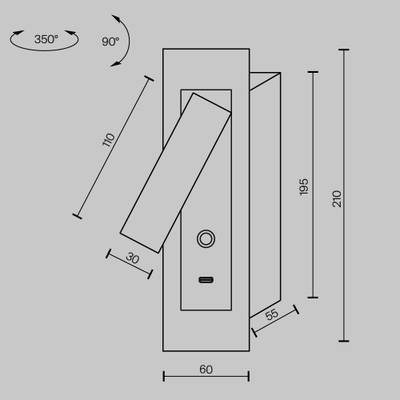 Настенный светильник (бра) Axiom 3000К 3Вт MOD495WL-L3B3K1. TM Maytoni