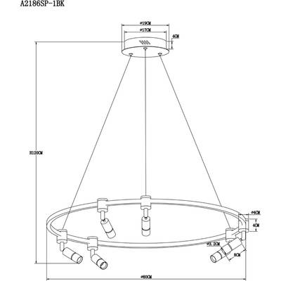 Подвесная люстра Arte Lamp RING A2186SP-1BK, 1хLED