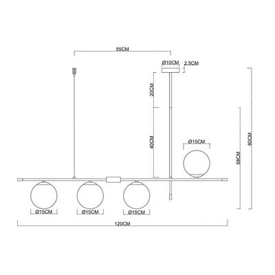 Люстра на штанге Arte Lamp ARKAB A2225SP-4BK, 4хE14