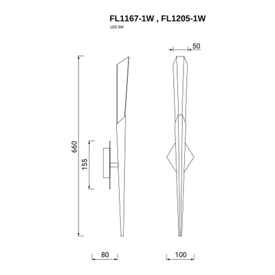 Бра Unico Silver FL1205-1W, LED