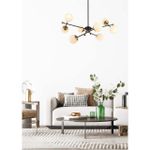 6581/8 MODERNI LN25 108 черный, золотой/белый металл  /стекло Люстра потолочная E14 8*40W 220V MELODY